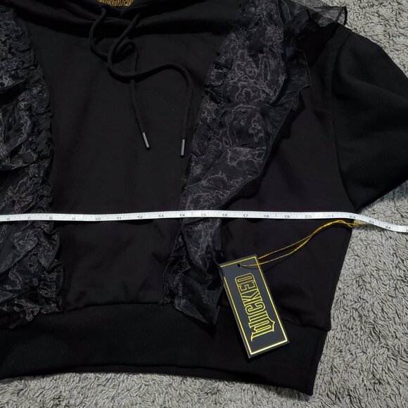 NWT Forever21 x WICKED Wickd Witch Cropped Ruffle Boxy Elphaba Hoodie - Small - Picture 3 of 6